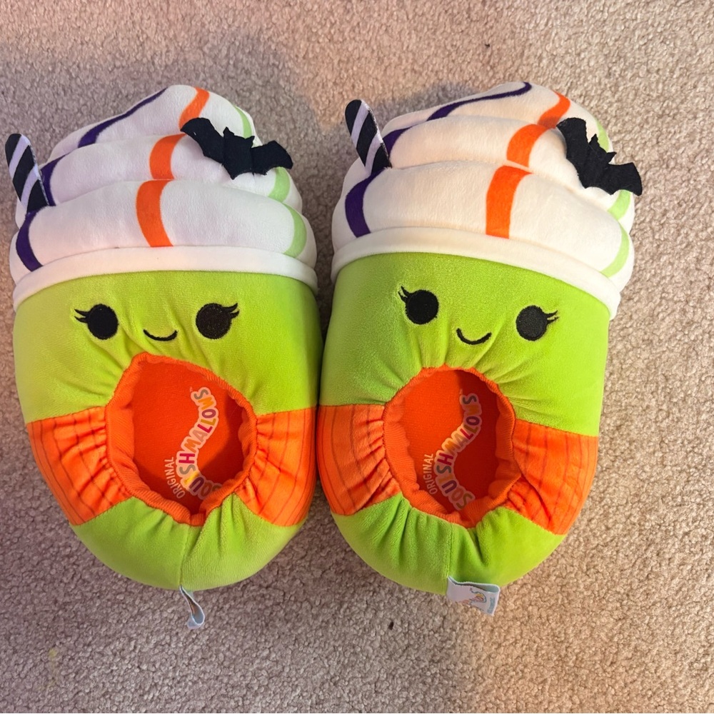 Squishmallows Green and Orange Slippers
